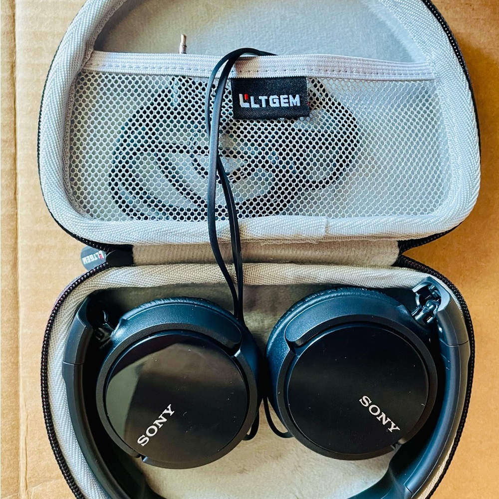Sony Black Foldable Over-Ear Headphones with Carry Case